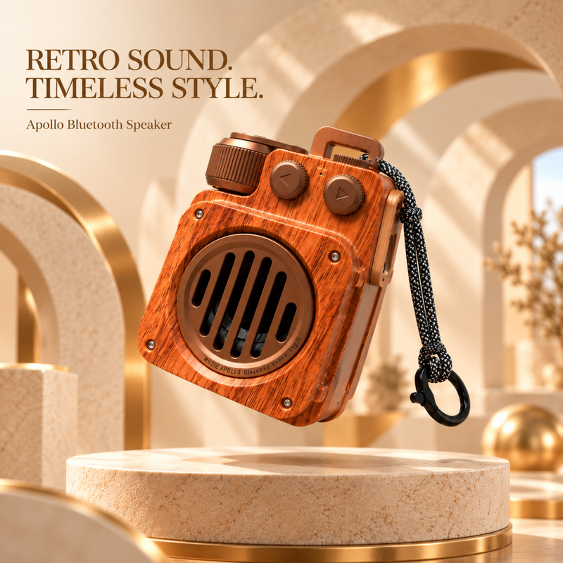 Apollo Retro Style Bluetooth Speaker | Vintage Wooden Design Portable Music Speaker