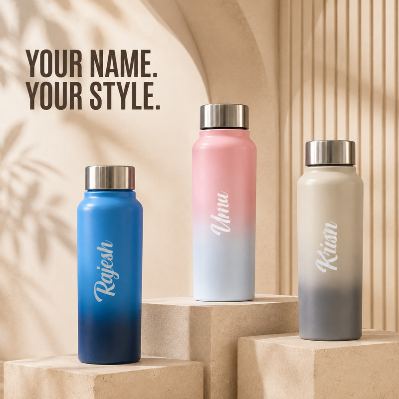 Dual Tone Personalized Water Bottle | 750ml Stylish Steel Bottle for Everyday Use