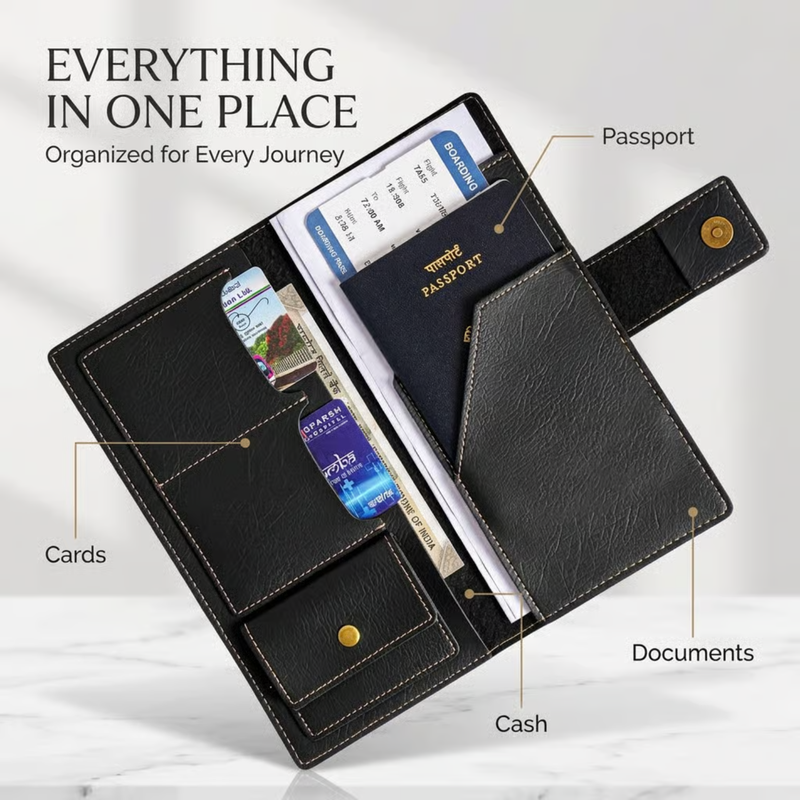 NEXON Customizable Travel Wallet | Personalized Passport & Travel Organizer Wallet for Cards, Cash, IDs & Travel Essentials
