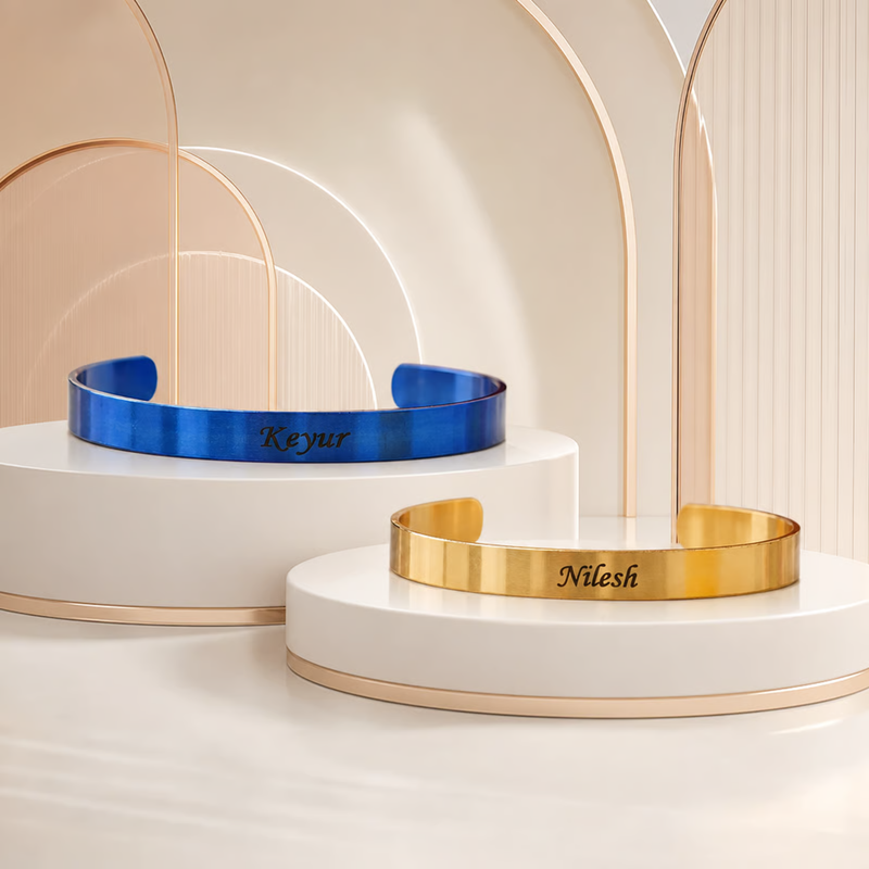 Personalized Kada & Bracelet Collection | Half Kada, Full Kada & Stylish Bracelet with Custom Name Engraving
