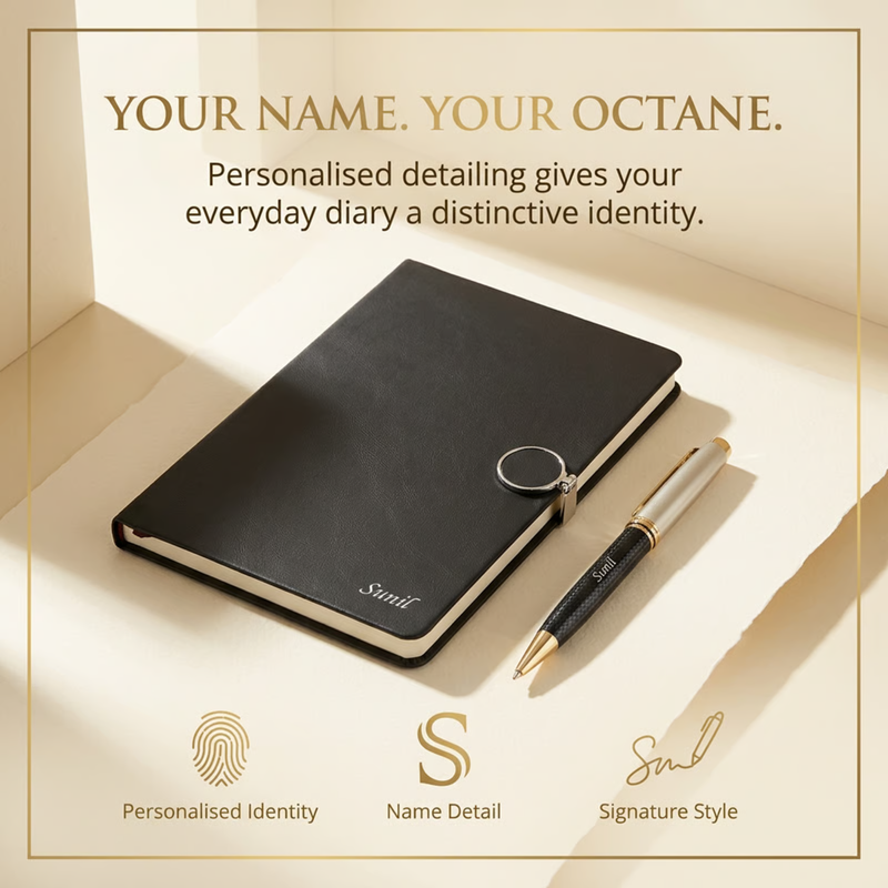 Octane Magnet Personalised Diary Pen Set | Premium Magnetic Closure Diary with Custom Name & Elegant Pen | Luxury Office Stationery Gift Set