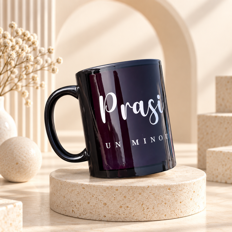Custom Black Ceramic Mug 300ml | Personalised Coffee Cup for Photos Names Messages & Special Gifts