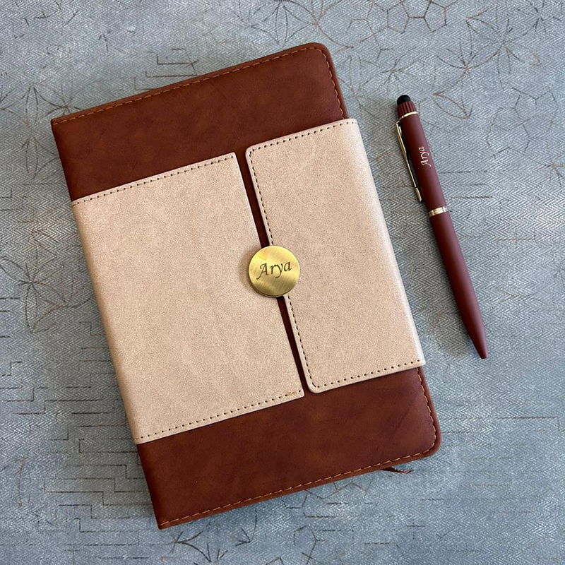 Fusion Personalised Diary Pen Set | Premium Dual Tone Diary with Custom Name & Matching Pen | Elegant Office Stationery Gift Set for Professionals Students