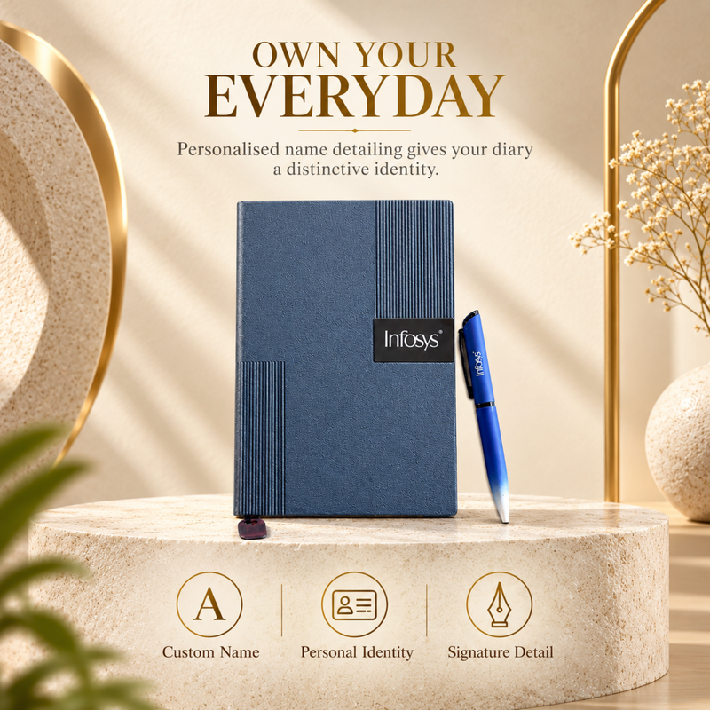 Oppo Personalised Diary Pen Set | Premium Textured Diary with Custom Name Plate & Matching Pen | Elegant Office Stationery Gift Set for Professionals