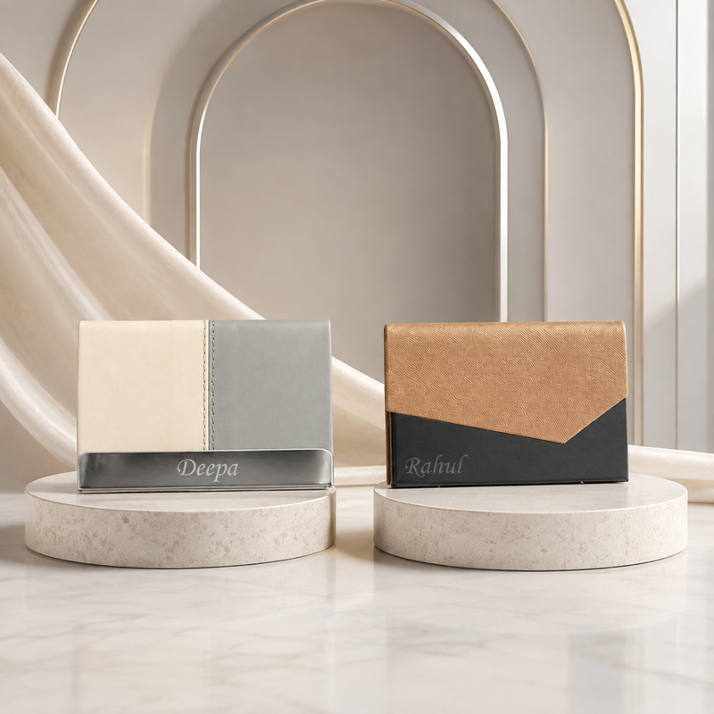Dual Tone Personalized Card Holder | Visiting Card, Bank Card & ID Organizer Wallet