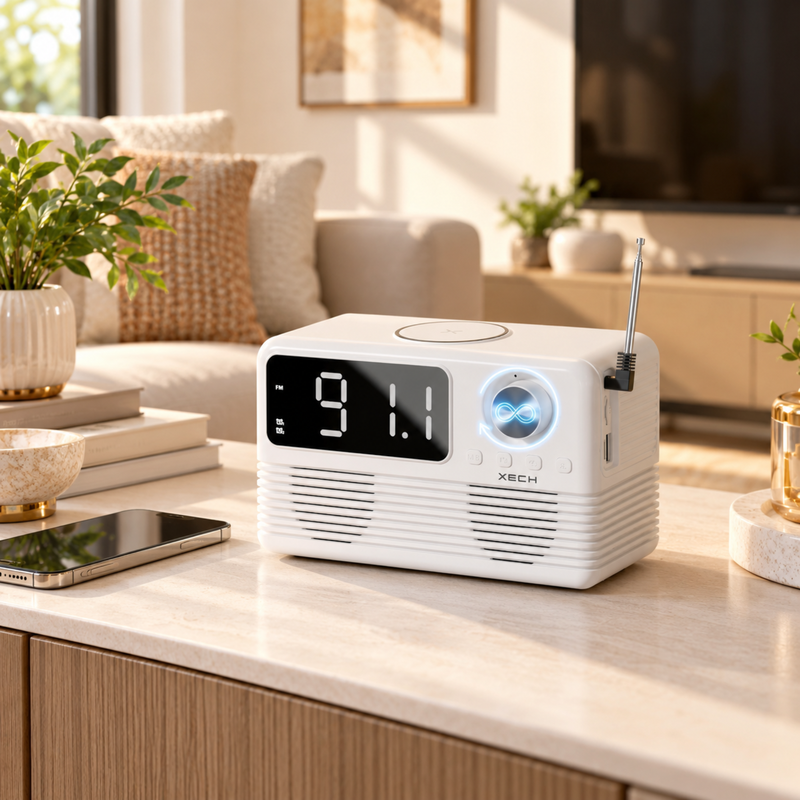 Eon Max Retro Speaker with Wireless Charger | Vintage Style Bluetooth Speaker for Desk & Home