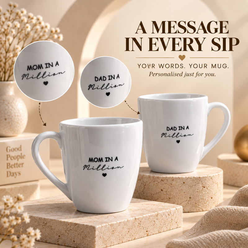 Personalised Bistro Mug 300ml | Premium Ceramic Coffee Cup for Mom Dad Gift | Custom Printed Mug for Home Office & Special Occasions
