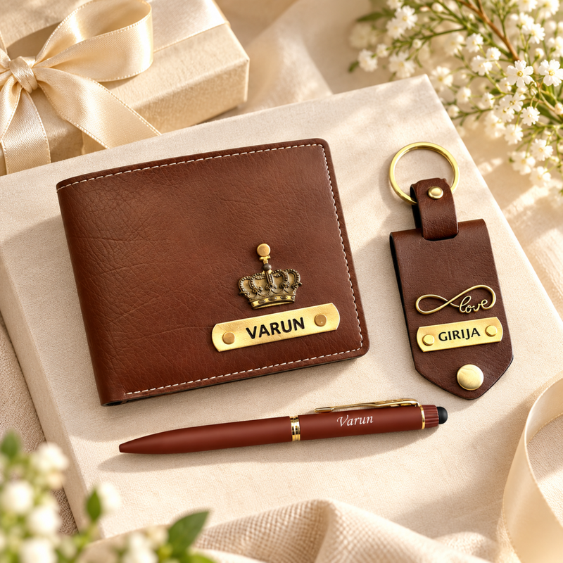 Nexon Men Wallet & Photo Keychain Gift Set | Personalised Wallet Combo with Custom Keychain | Premium Gift Hamper for Men