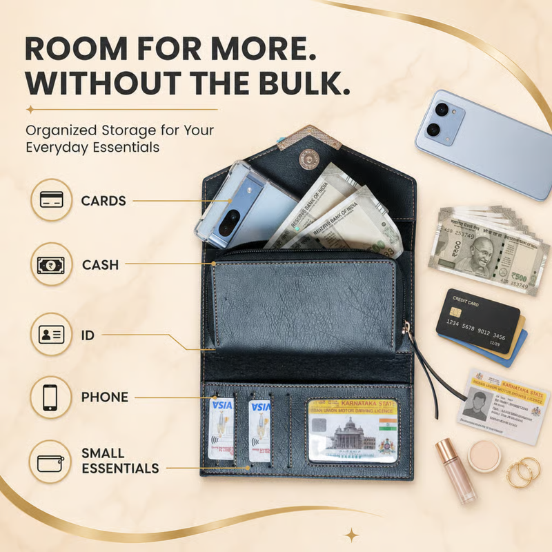 NEXON 1.0 Customizable Ladies Wallet | Personalized 3 Flap Women’s Wallet with Multiple Card, Cash & ID Compartments