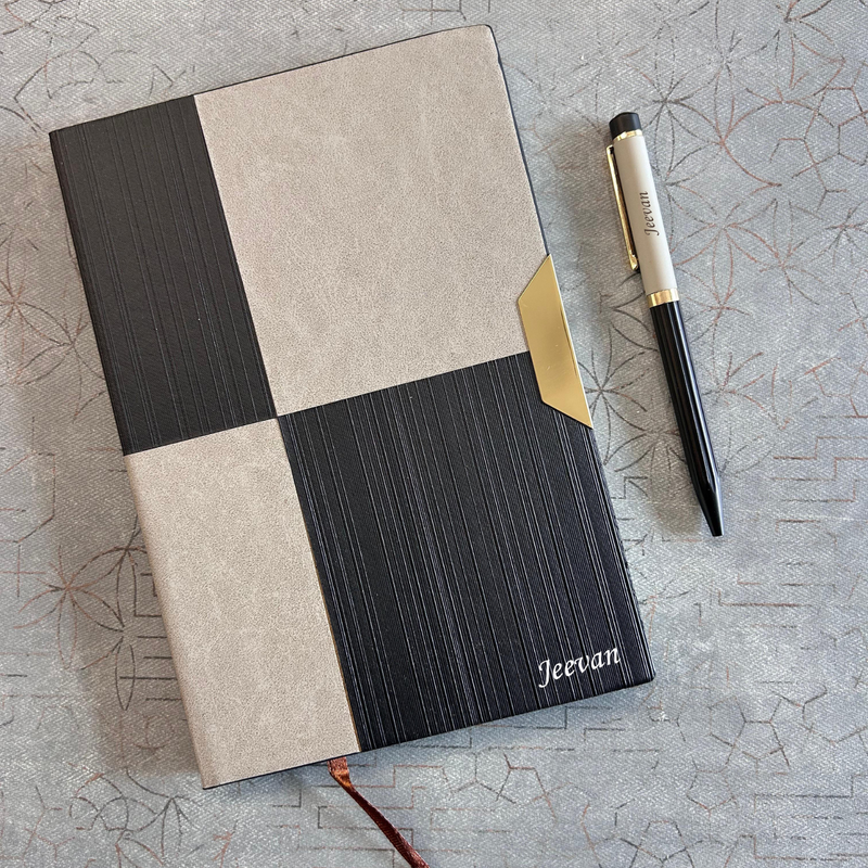 Tidal Luxe Personalised Diary Pen Set | Premium Dual Tone Diary with Custom Name Printing & Elegant Pen | Luxury Office Stationery Gift Set