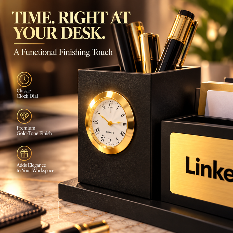 Personalised Rotating Pen Stand | Wooden Stationery Holder with Desk Organizer | Premium Office Table Accessory Gift