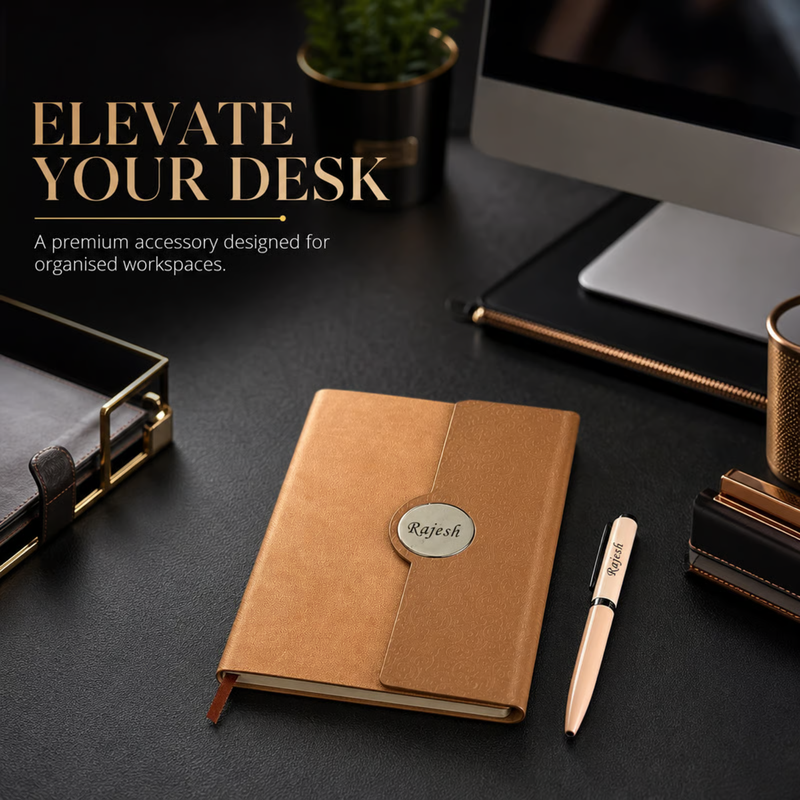 Boardroom Personalised Diary Pen Set | Premium Diary with Matching Pen | Custom Name Office Gift Set for Professionals Executives Business Meetings Journaling