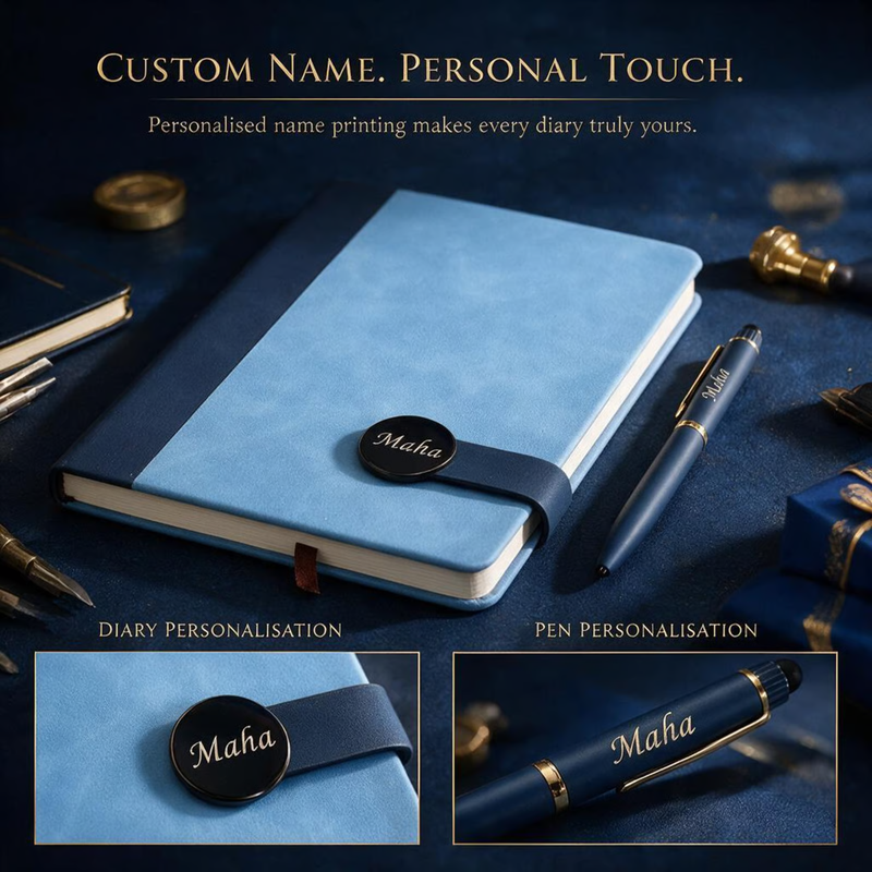 Bluebell Personalised Diary Pen Set | Premium A5 Diary with Matching Pen | Custom Name Gift Set for Office Students Professionals Birthday Anniversary Gift