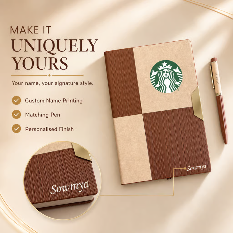 Tidal Luxe Personalised Diary Pen Set | Premium Dual Tone Diary with Custom Name Printing & Elegant Pen | Luxury Office Stationery Gift Set