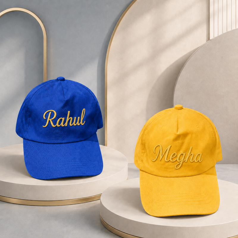 Customised Name Cap for Adults | Personalised Adjustable Cap | Velcro Strap Closure | Casual Wear Cap for Men & Women