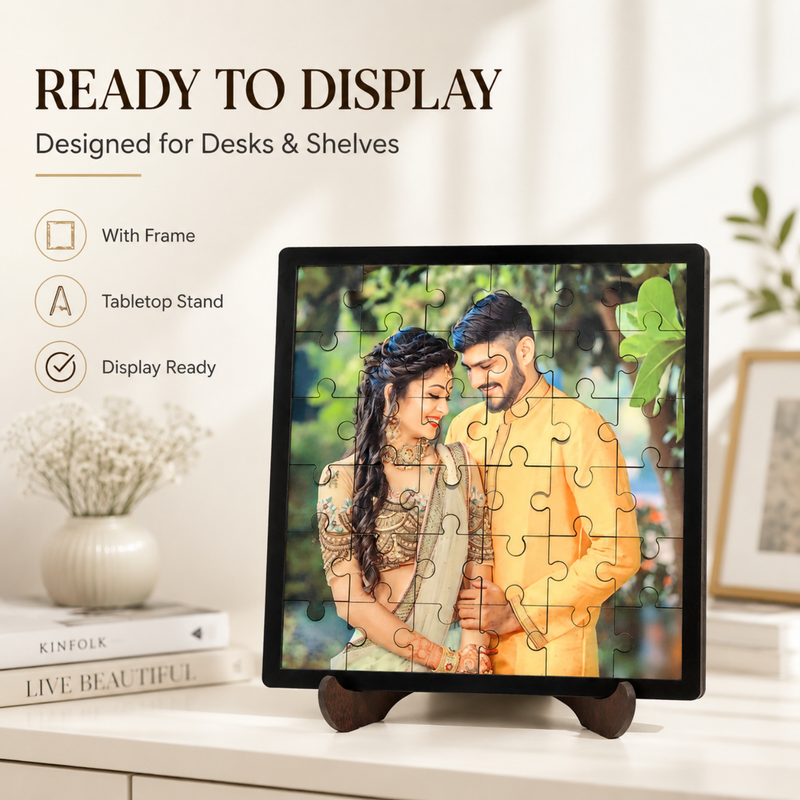 Customised 36 Pieces Photo Puzzle | Personalized Jigsaw Puzzle with Your Favourite Picture | Square & Heart Shape | With Frame & Without Frame Options | Custom Photo Gift for Birthday, Anniversary, Wedding, Couples, Kids & Family