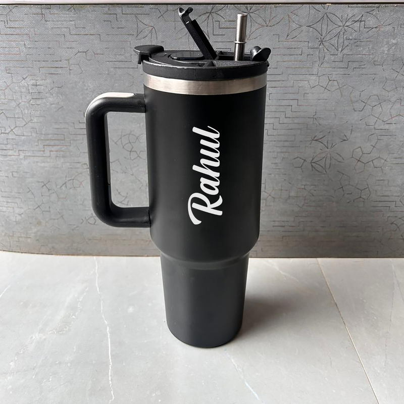 LED Stanley Flask | 1200ml Stainless Steel Water Bottle with Straw, Handle & Personalized Name
