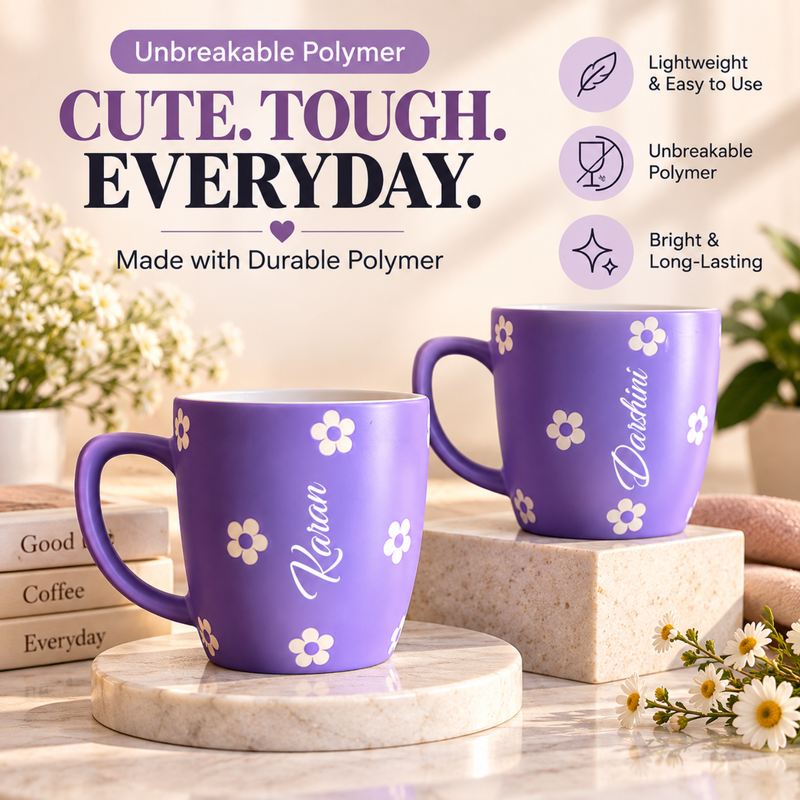 Personalised Cute Polymer Coffee Mug | 250ml Unbreakable Cup
