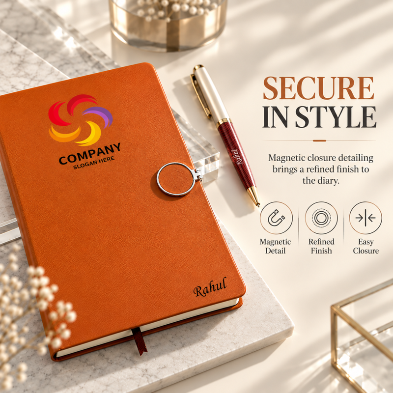 Octane Magnet Personalised Diary Pen Set | Premium Magnetic Closure Diary with Custom Name & Elegant Pen | Luxury Office Stationery Gift Set