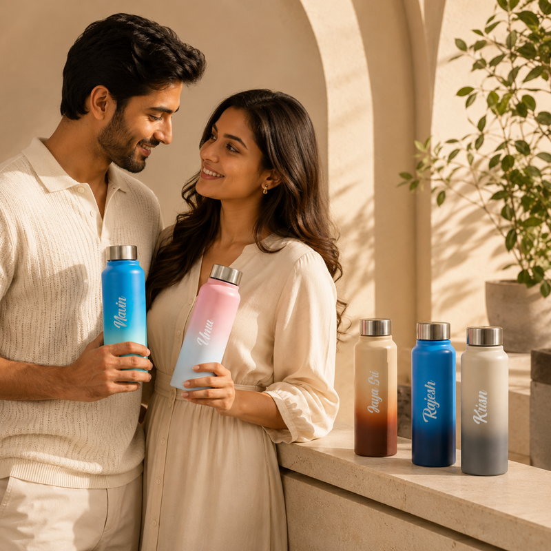 Dual Tone Personalized Water Bottle | 750ml Stylish Steel Bottle for Everyday Use