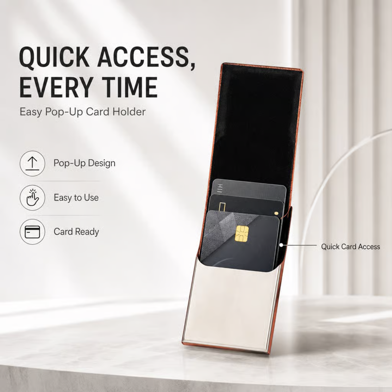 Customised RFID Card Holder 1.0 | Personalized RFID Blocking Metal Card Wallet | Slim Pop-Up Card Holder for Credit Cards, Debit Cards, ATM Cards & Visiting Cards | Compact Business Card Case with Name Engraving