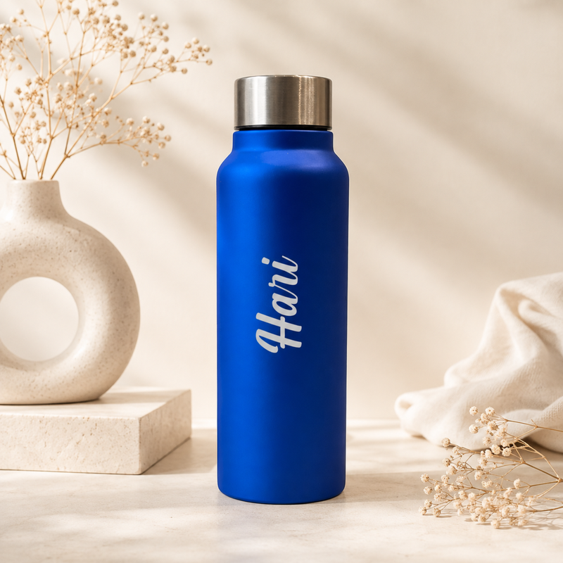 Personalised Name Water Bottle with Custom Text | Reusable Bottle with Stainless Steel Lid