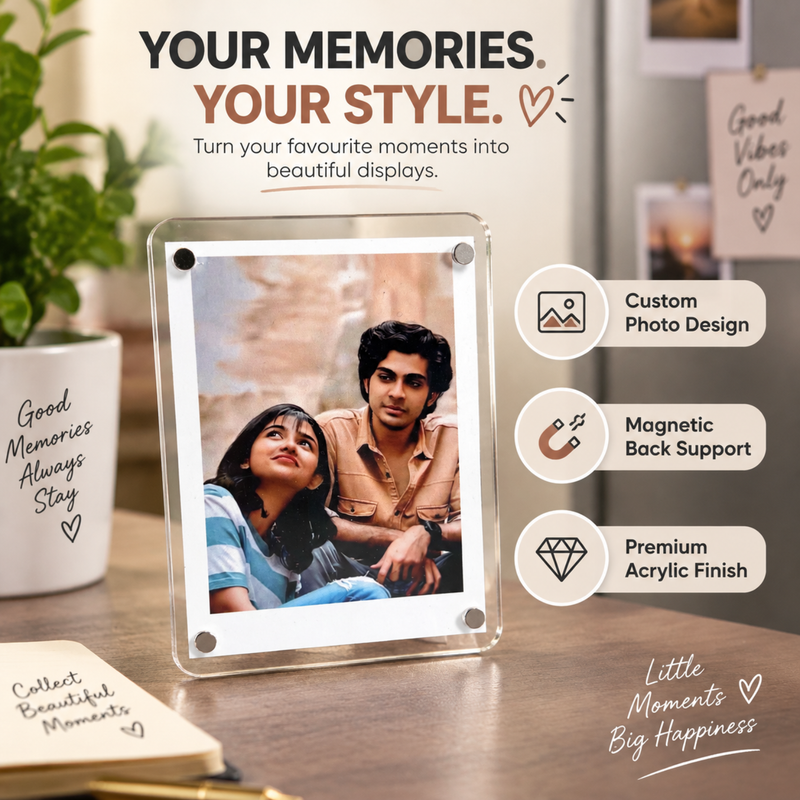Polaroid Magnets | Personalized Photo Fridge Magnets | Polaroid Style Picture Magnet for Home Décor & Memory Display | Custom Gift for Couples Family & Friends