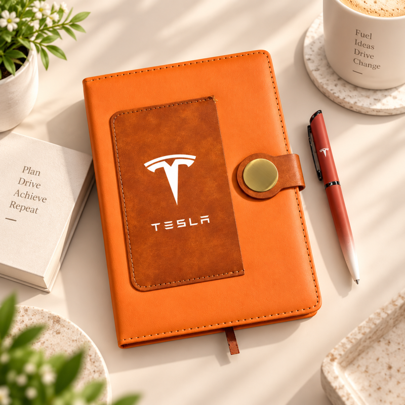 Personalized A5 Diary Pen Set | Premium Leatherette Notebook with Matching Pen | Custom Corporate Gift Set | Elegant Office Stationery Gift