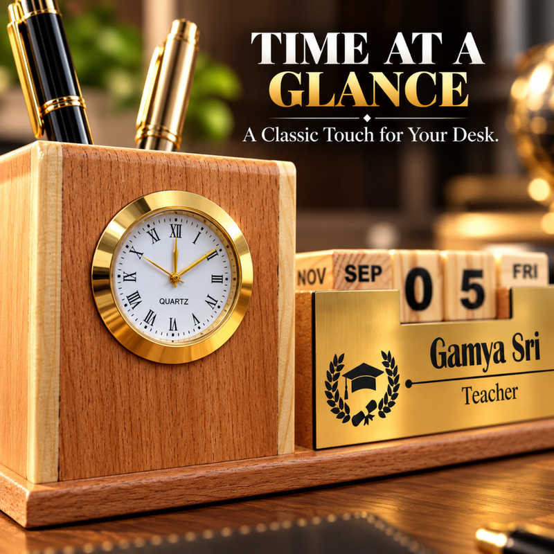 infinity calendar cubes, pen holder, mobile holder , mini clock attached