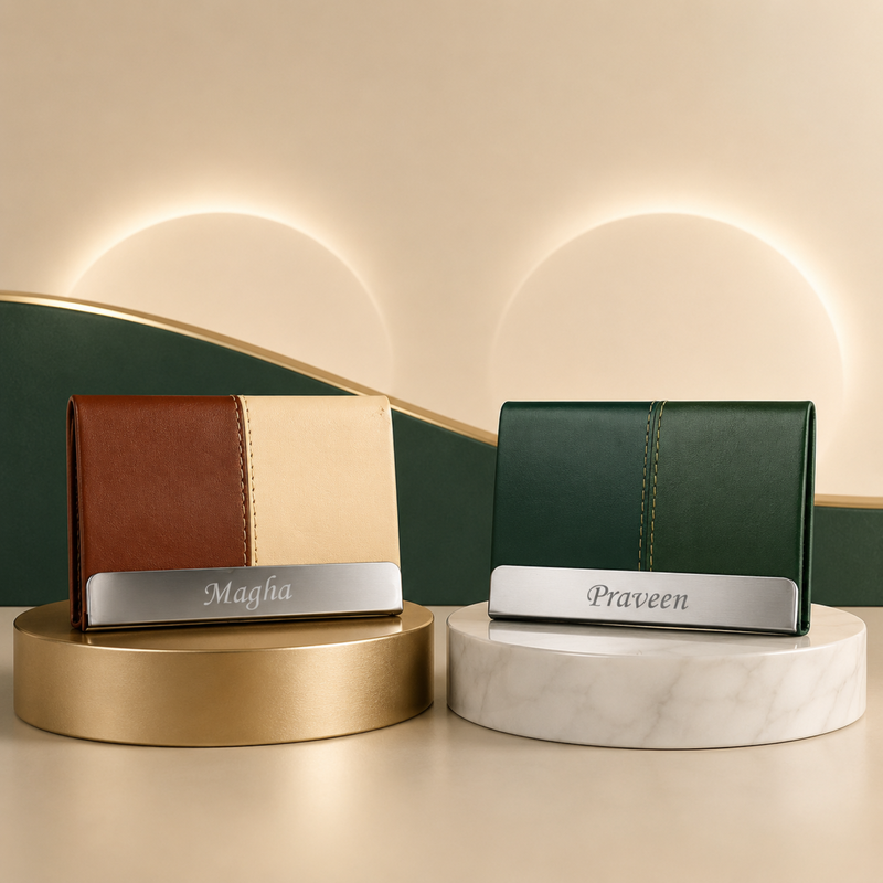 Dual Tone Personalized Card Holder | Visiting Card, Bank Card & ID Organizer Wallet