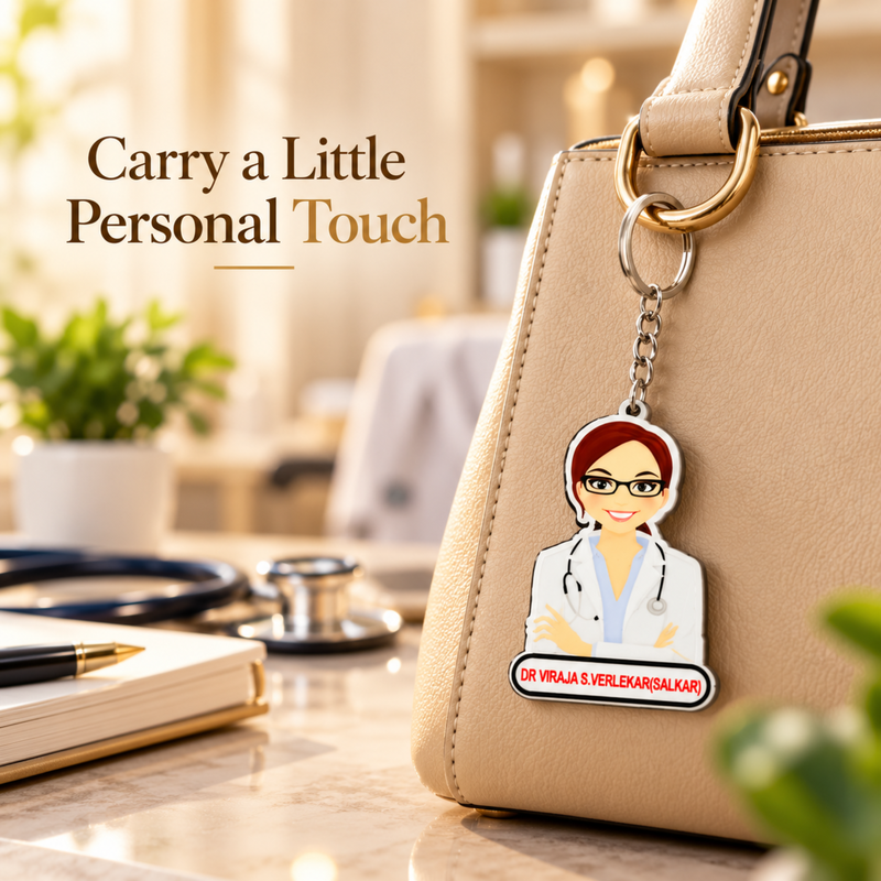 Personalised Doctor 3-in-1 Gift Set | Doctor Coat Pen Stand Pen & Keychain | Custom Name Gift for Doctors