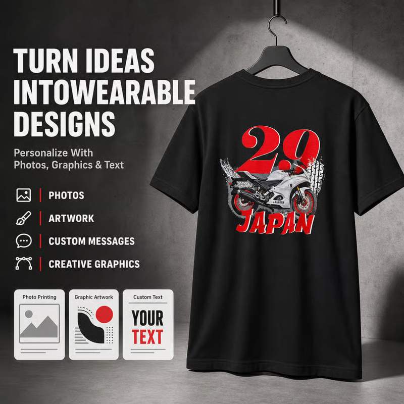 Custom Printed & Personalized T-Shirts for Men, Women & Kids | Premium Cotton Round Neck & Polo Neck T-Shirts | Photo, Name, Logo & Couple T-Shirt Printing | Multiple Sizes & Colours