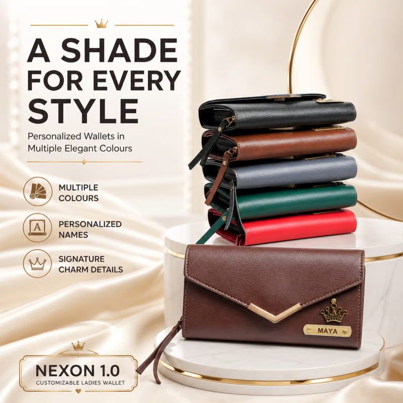 NEXON 1.0 Customizable Ladies Wallet | Personalized 3 Flap Women’s Wallet with Multiple Card, Cash & ID Compartments