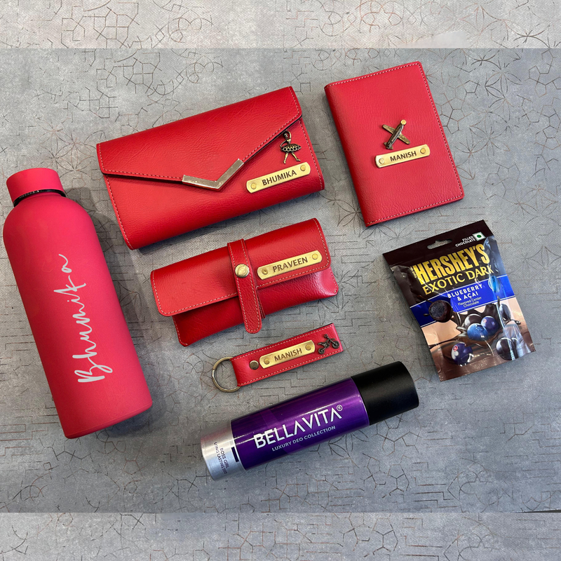 Personalised Lady Signature Gift Box | Premium Women Gift Hamper with Flask, Wallet, Passport Cover, Perfume & Chocolate