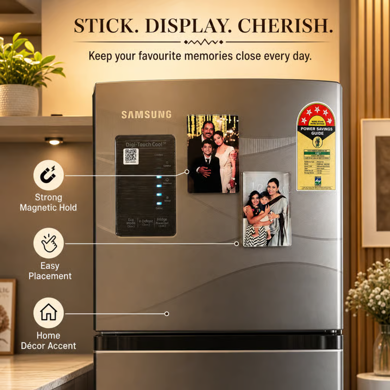 Acrylic UV Photo Magnets | Set of 2 Personalized Fridge Magnets | Rectangle Square & Oval Shapes | Custom Photo Gift for Home Décor & Memories