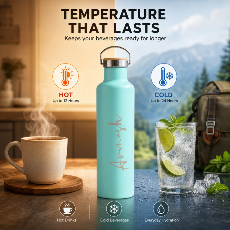 Personalized Majestic Flask | 1000ml Hot & Cold Stainless Steel Water Bottle | Insulated Travel Flask for Office, Gym & Outdoor Use