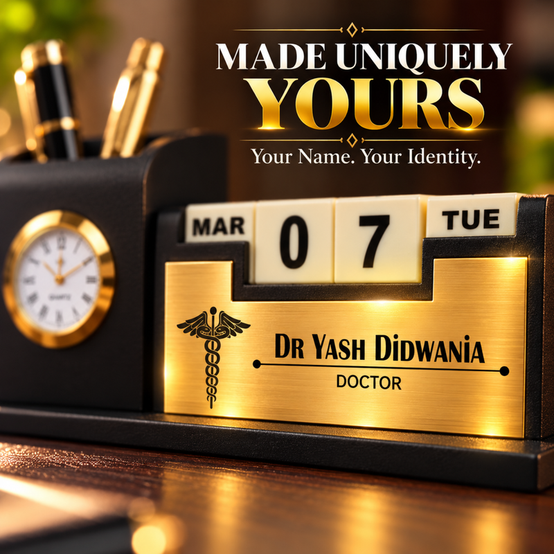 Personalised Cubical Pen Stand | Infinity Calendar Cubes | Mobile Holder Pen Holder & Mini Clock Desk Organizer Gift