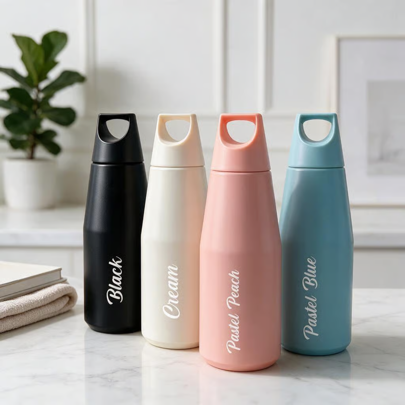 Customised Tricone Stainless Steel Vacuum Flask 500ml | Personalized Hot & Cold Insulated Water Bottle with Carry Loop | Leakproof Travel Flask for Office, School, Gym & Daily Use
