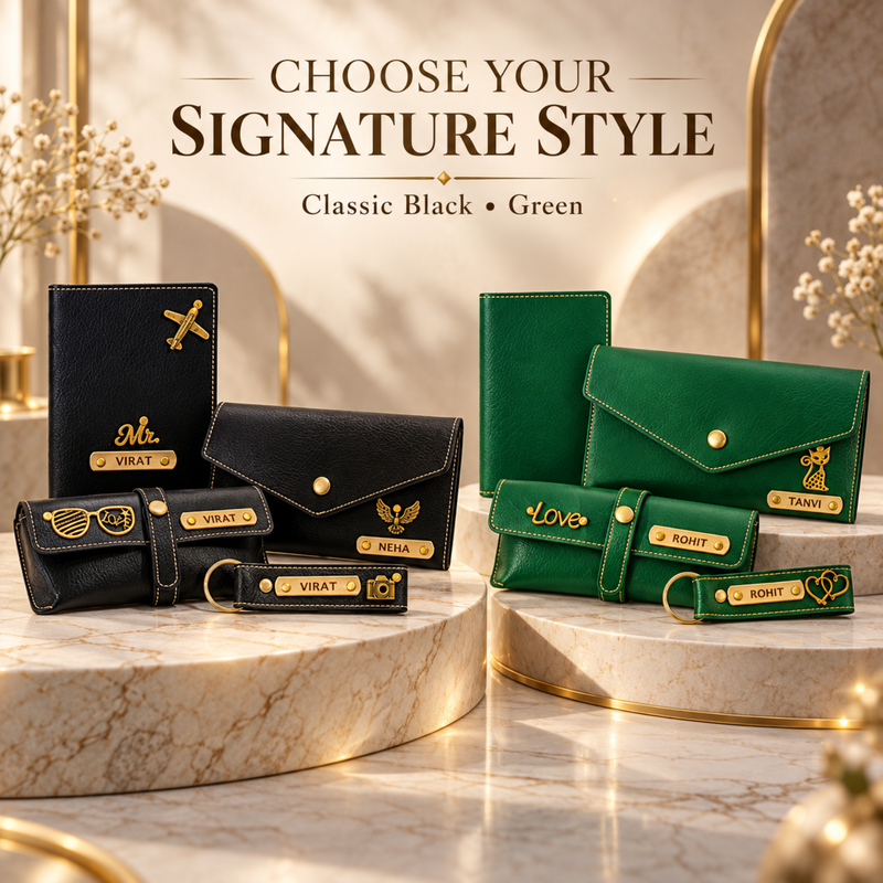 Personalised Muse Collection Gift Hamper | Premium Women Gift Set with Clutch, Passport Cover, Eyewear Case & Keychain