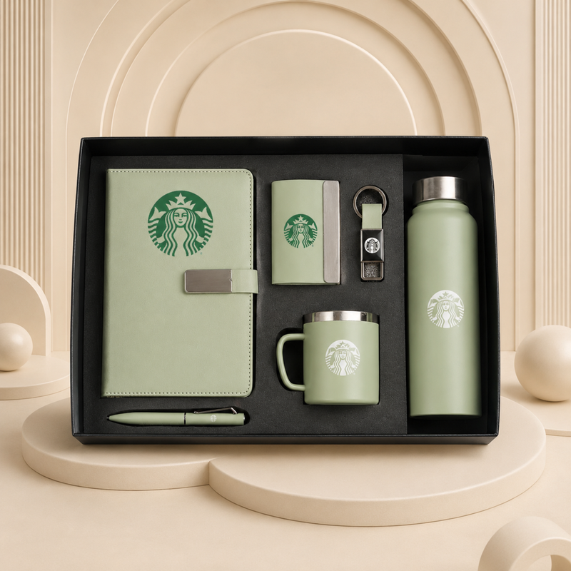Personalized Venus 6 in 1 Gift Set | Custom Name Diary Bottle Pen Keychain Card Holder & Mug Combo | Corporate Office Gifting Set
