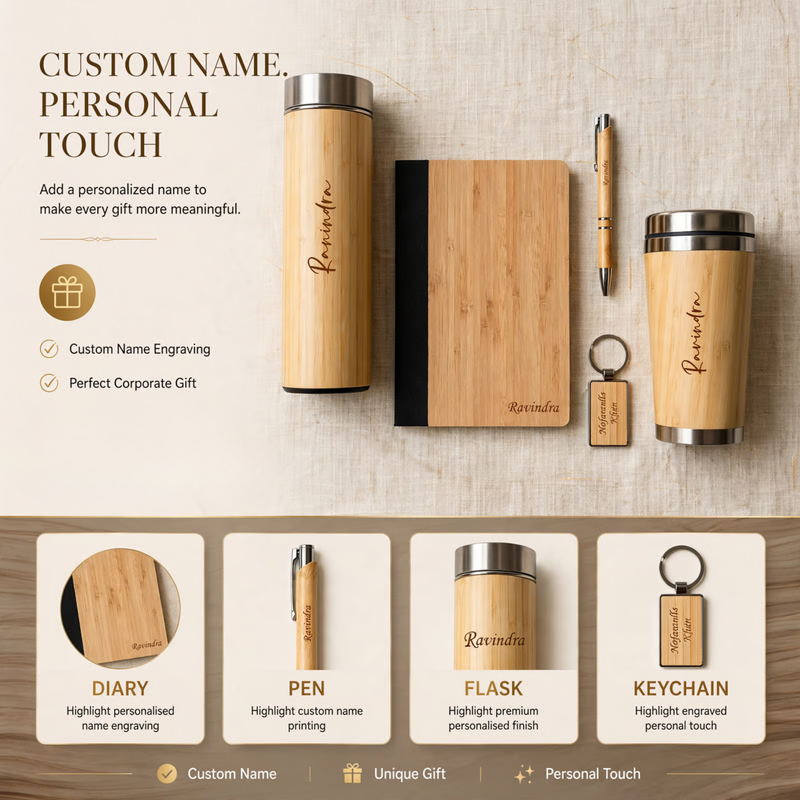 Cygnus Premium Gift Set | Personalized Diary Flask Travel Mug Pen & Keychain Combo Set