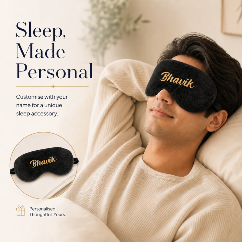 Personalized Eye Mask with Custom Name | Soft Sleep Mask for Travel Flights Home & Rest | Custom Eye Mask for Men Women & Gifting