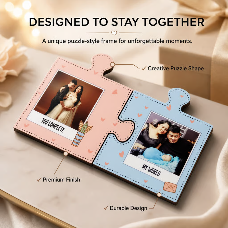 Couple Puzzle Magnets | Personalized Photo Fridge Magnet Set | Matching Puzzle Piece Couple Gift | Custom Memory Keepsake for Anniversary & Special Moments