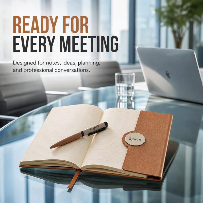 Boardroom Personalised Diary Pen Set | Premium Diary with Matching Pen | Custom Name Office Gift Set for Professionals Executives Business Meetings Journaling