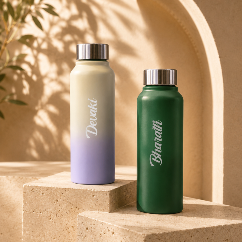 Dual Tone Personalized Water Bottle | 750ml Stylish Steel Bottle for Everyday Use