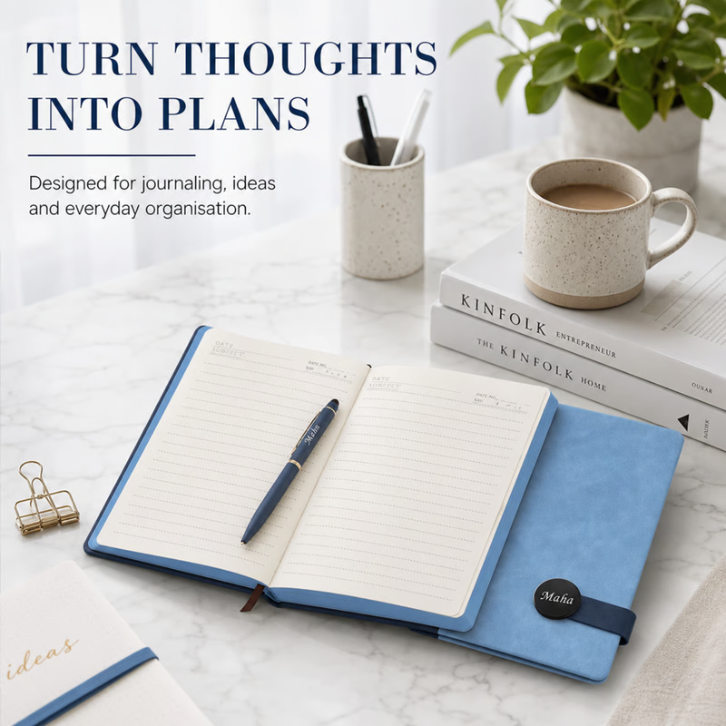 Bluebell Personalised Diary Pen Set | Premium A5 Diary with Matching Pen | Custom Name Gift Set for Office Students Professionals Birthday Anniversary Gift