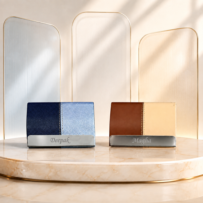 Dual Tone Personalized Card Holder | Visiting Card, Bank Card & ID Organizer Wallet