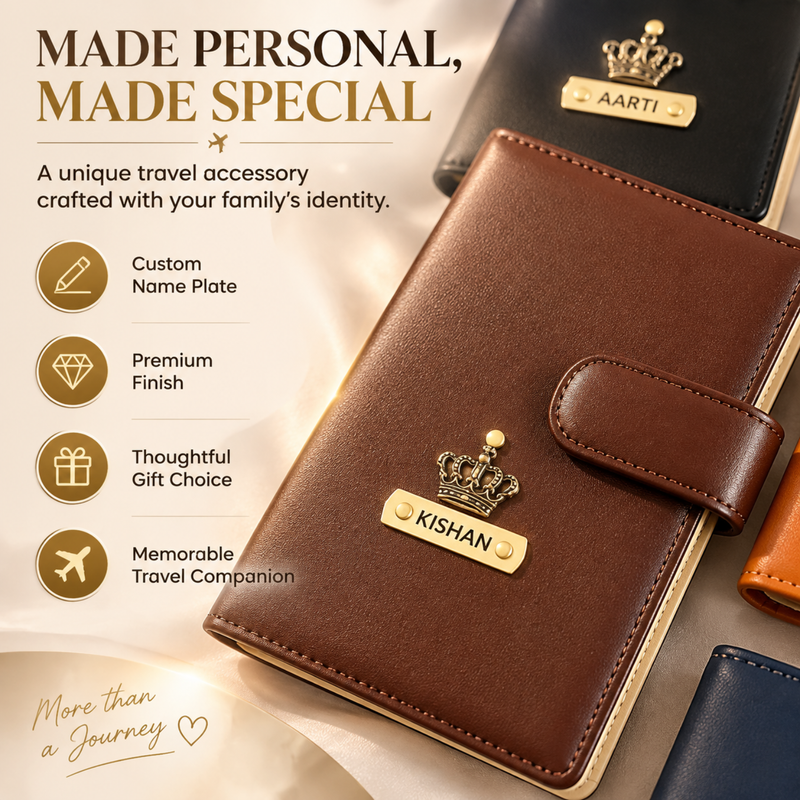 Family Passport Cover | Premium Travel Organizer Wallet for 4 Passports | Holds Cash Boarding Pass Cards & Travel Essentials | Personalized Passport Holder for Family Trips