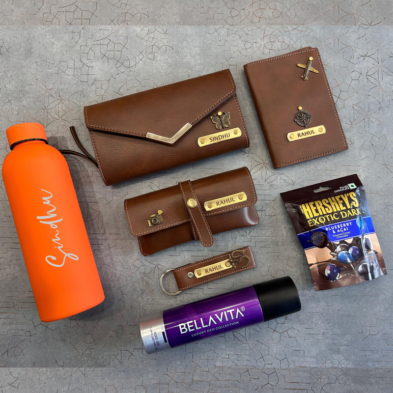 Personalised Lady Signature Gift Box | Premium Women Gift Hamper with Flask, Wallet, Passport Cover, Perfume & Chocolate