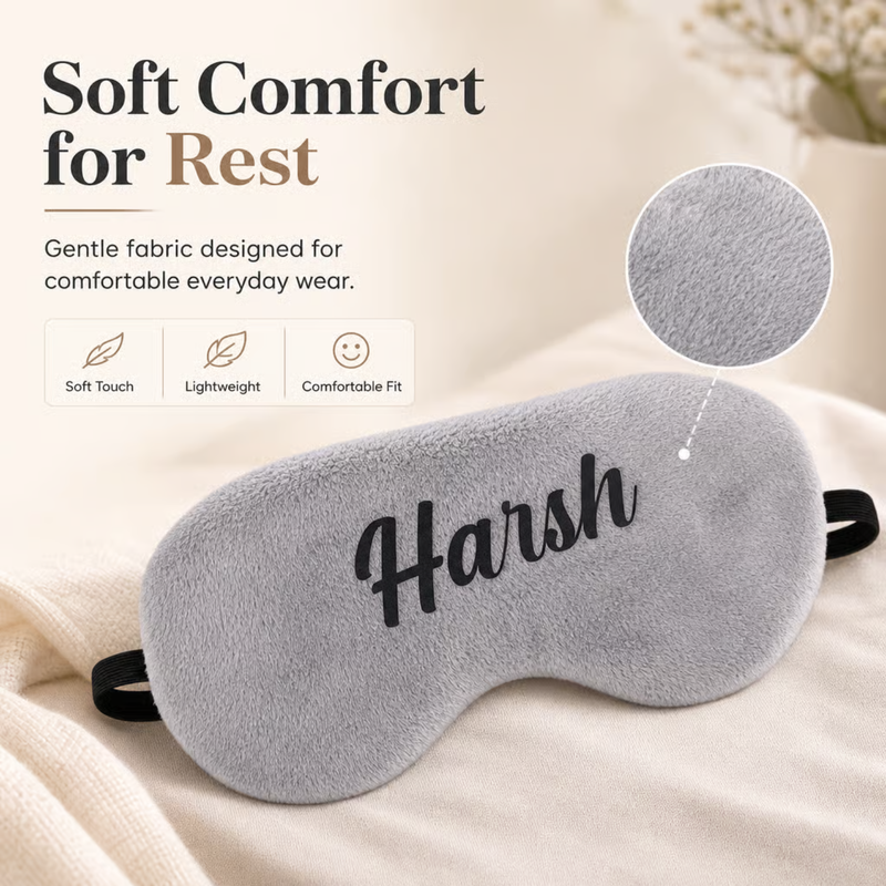 Personalized Eye Mask with Custom Name | Soft Sleep Mask for Travel Flights Home & Rest | Custom Eye Mask for Men Women & Gifting